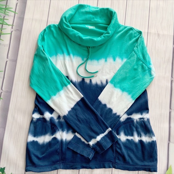 Chaps Sport 100% Cotton Sweatshirt Funnelneck Tie Dye - Picture 9 of 9